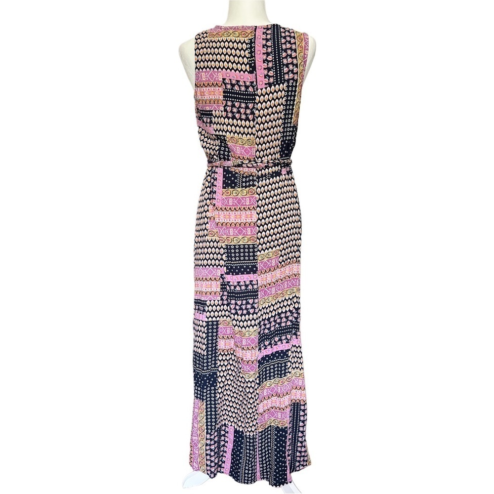RAGA Hadley Pink and Black Boho Wrap Midi Dress Size Large - Picture 3 of 9